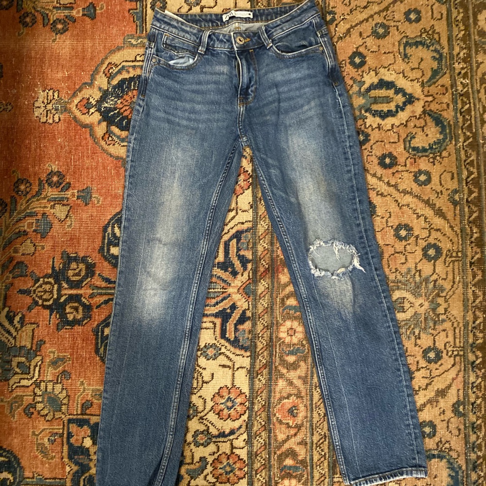 Zara boyfriend jeans with distressing